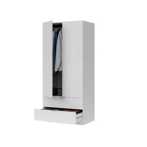 Armoire 2 Portes avec 2 Tiroirs / Blanc | Kitdescans