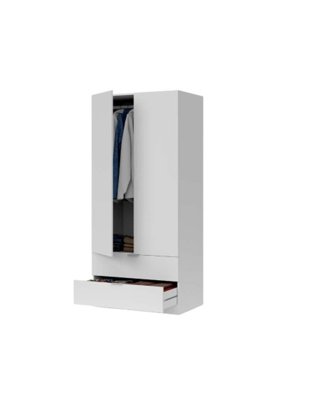 Armoire 2 Portes avec 2 Tiroirs / Blanc | Kitdescans
