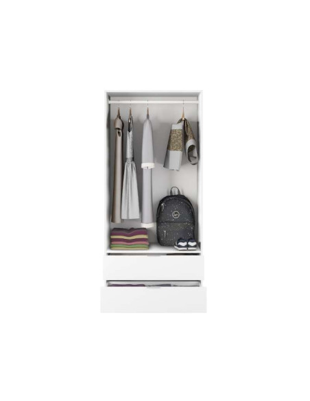 2-Door Wardrobe with 2 Drawers / White | Kitdescans