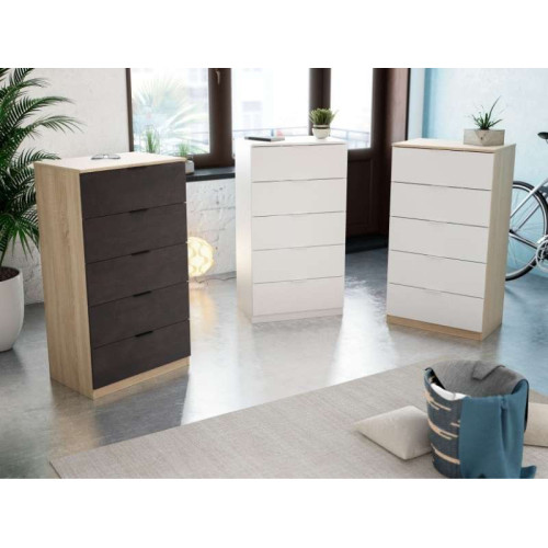 Commode Alaya 5 Tiroirs Blanc Artik | Kitdescans