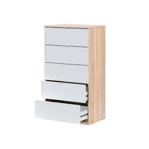 Commode Alaya 5 Tiroirs Blanc Artik | Kitdescans