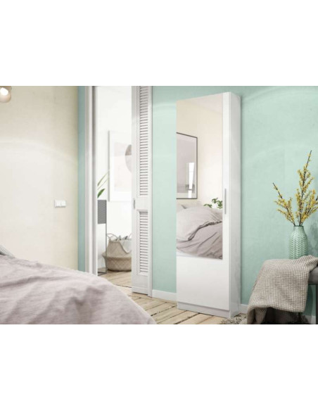 Zapatero Kristal 1 Puerta con Espejo (Blanco Ártico) | Kitdescans Zapatero Kristal 1 Puerta con Espejo (Blanco Ártico) | Kitdescans
