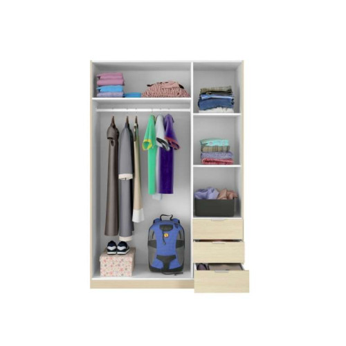 Armoire 3 Portes avec 3 Tiroirs / Chêne | Kitdescans