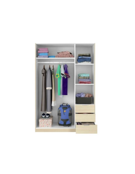 Armoire 3 Portes avec 3 Tiroirs / Chêne | Kitdescans
