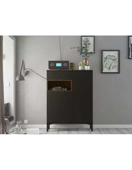 Aparador Roomers Negro 1 cajón / 2 puertas | Kitdescans