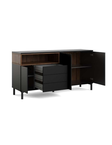 Aparador Roomers Negre 3 calaixos / 2 portes | Kitdescans