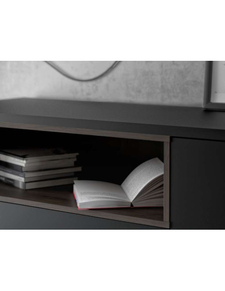 Buffet Roomers Noir 3 tiroirs et 2 portes | Kitdescans Buffet Roomers Noir 3 tiroirs et 2 portes | Kitdescans