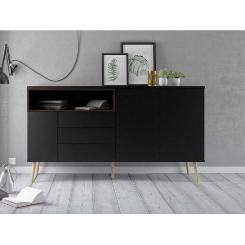 Aparador Roomers Negre 3 calaixos / 2 portes | Kitdescans