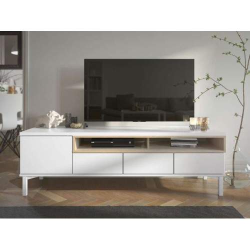 Meuble de télévision Roomers blanc et chêne | Kitdescans