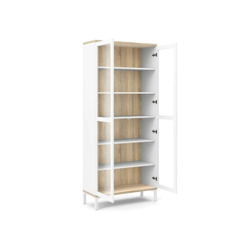 Vitrine Roomers blanc et chêne | Kitdescans