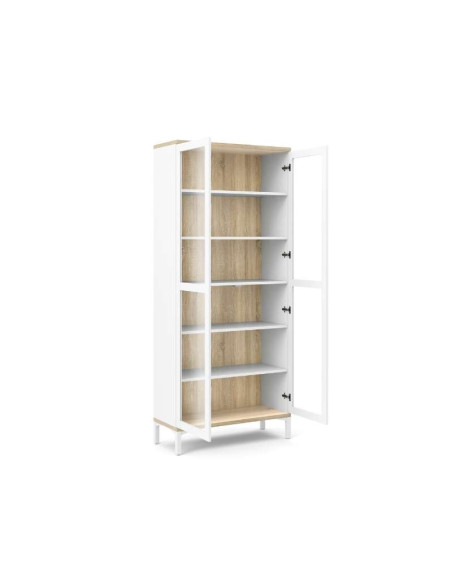 Vitrine Roomers blanc et chêne | Kitdescans