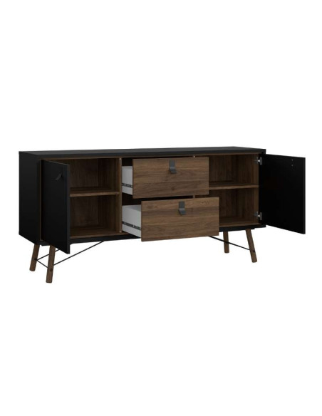 Buffet RY Noir Noyer 2 tiroirs / 2 portes | Kitdescans