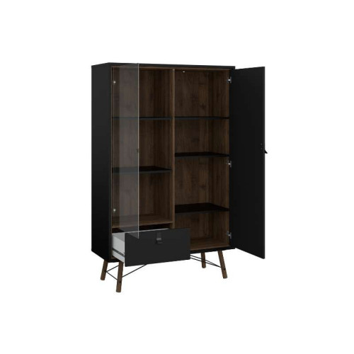 RY Black Walnut Display Cabinet 1 Drawer / 2 Doors | Kitdescans