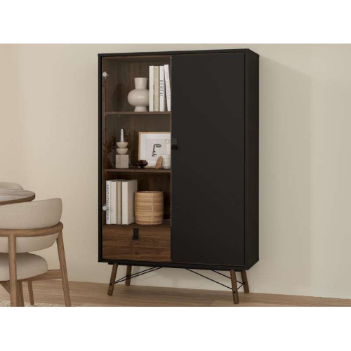 Vitrina RY Negre Noguera 1 calaix / 2 portes | Kitdescans