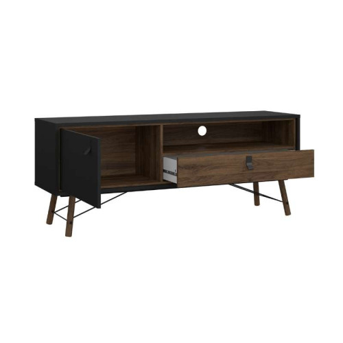 Mueble de televisión RY Negro Nogal 1 cajón / 1 puerta | Kitdescans