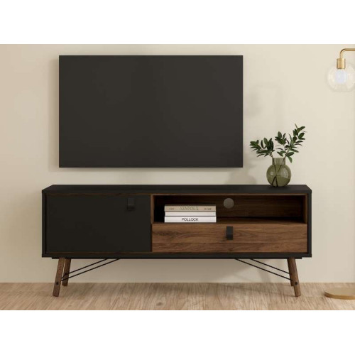 Meuble TV RY Noir Noyer 1 tiroir / 1 porte | Kitdescans