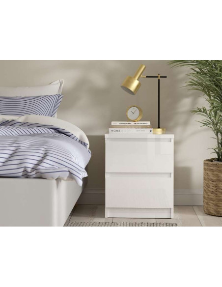 Calaixera Naia de 2 Calaixos - Blanc Brillant | Kitdescans Calaixera Naia de 2 Calaixos - Blanc Brillant | Kitdescans