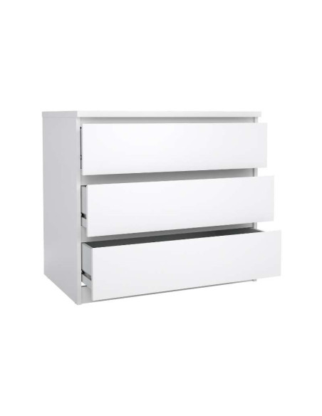 Commode Naia 3 Tiroirs - Blanc Brillant | Kitdescans