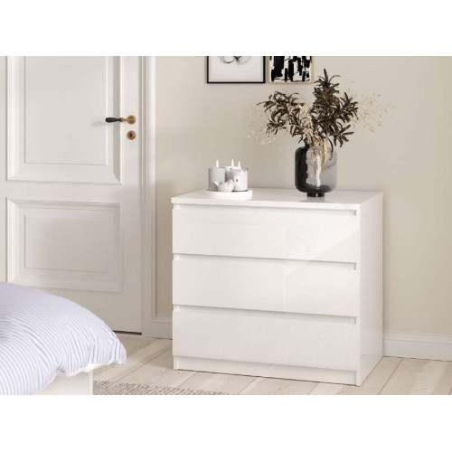 Naia Dresser 3 Drawers - Glossy White | Kitdescans