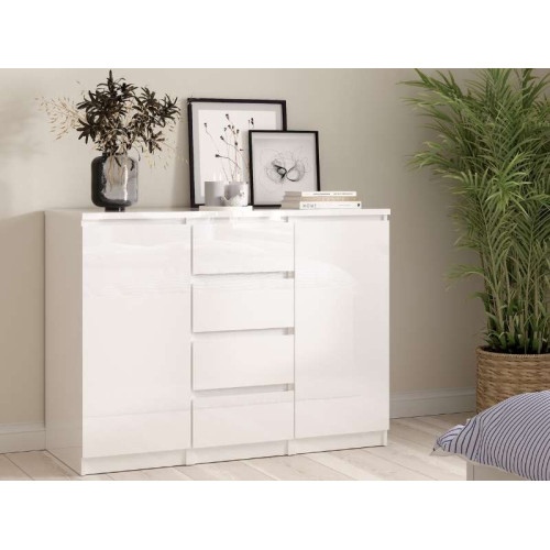 Naia Dresser 2 Doors and 4 Drawers - Glossy White | Kitdescans
