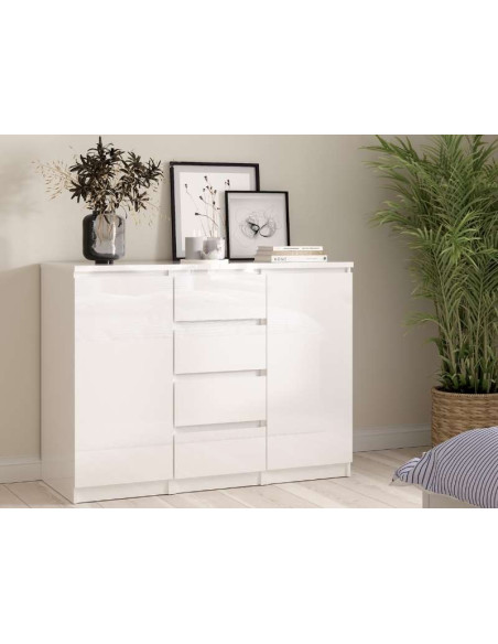 Cajonera Naia 2 Puertas y 4 Cajones - Blanco Brillante | Kitdescans Cajonera Naia 2 Puertas y 4 Cajones - Blanco Brillante | Kitdescans