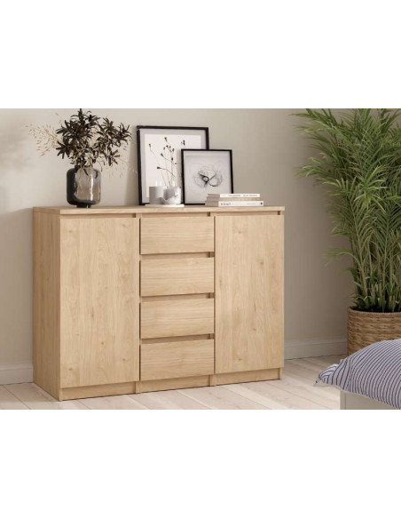 Commode Naia 2 Portes et 4 Tiroirs - Jackson Naturel | Kitdescans