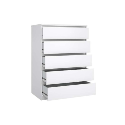 Naia Dresser 5 Large Drawers - Glossy White | Kitdescans