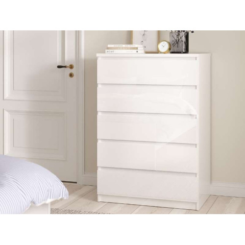 Naia Dresser 5 Large Drawers - Glossy White | Kitdescans