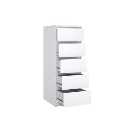 Commode Naia 5 Tiroirs - Blanc Brillant | Kitdescans
