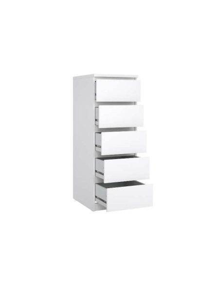 Commode Naia 5 Tiroirs - Blanc Brillant | Kitdescans