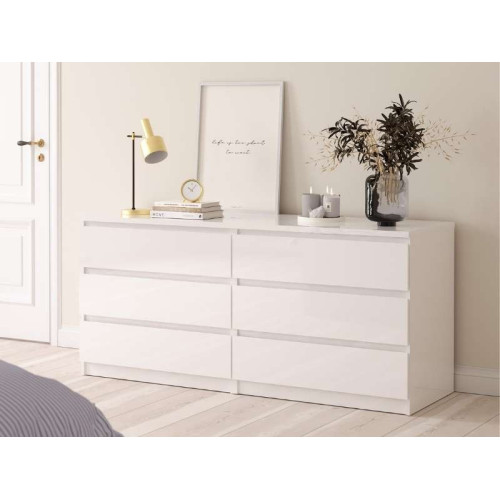 Naia Dresser 6 Drawers - Glossy White | Kitdescans