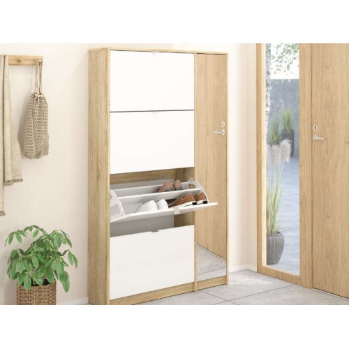 Shoe Rack 4 Doors with Side Mirror Door | Kitdescans
