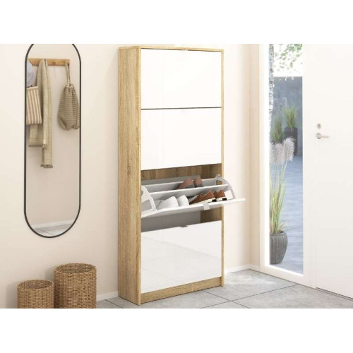 Meuble à Chaussures 4 Portes Basculantes / 2 Espaces | Kitdescans