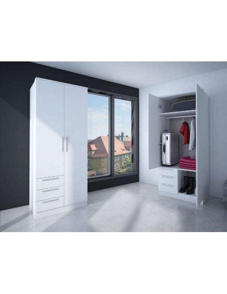Armoire Eco+ 3 Tiroirs / 2 Portes / Blanc | Kitdescans Armoire Eco+ 3 Tiroirs / 2 Portes / Blanc | Kitdescans