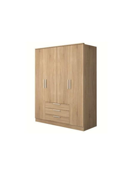 Armoire Eco+ 3 Tiroirs / 4 Portes / Chêne | Kitdescans Armoire Eco+ 3 Tiroirs / 4 Portes / Chêne | Kitdescans