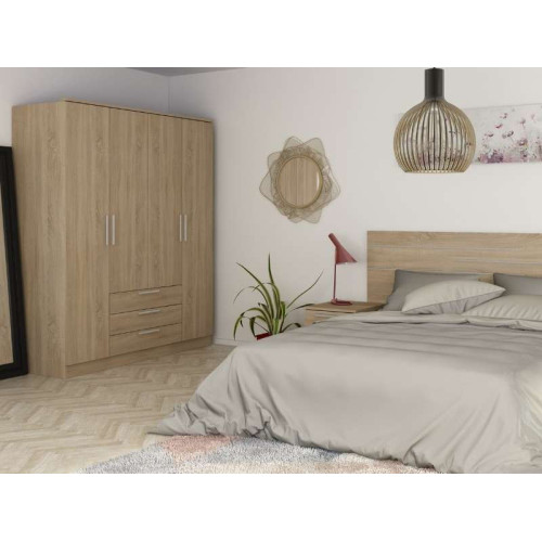 Armoire Eco+ 3 Tiroirs / 4 Portes / Chêne | Kitdescans