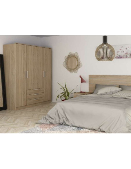 Armoire Eco+ 3 Tiroirs / 4 Portes / Chêne | Kitdescans Armoire Eco+ 3 Tiroirs / 4 Portes / Chêne | Kitdescans