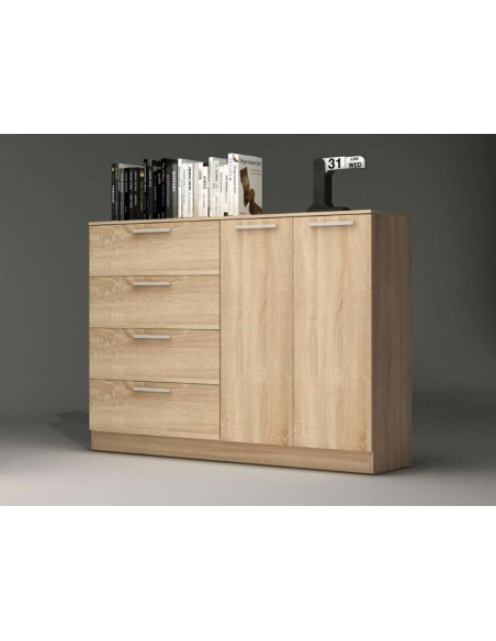 Cajonera Eco+ de 4 Cajones / 2 Puertas / Roble | Kitdescans