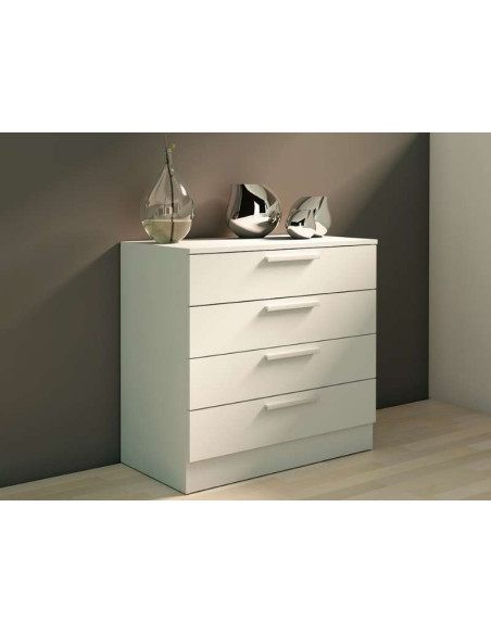 Commode Eco+ à 4 Tiroirs / Blanc | Kitdescans