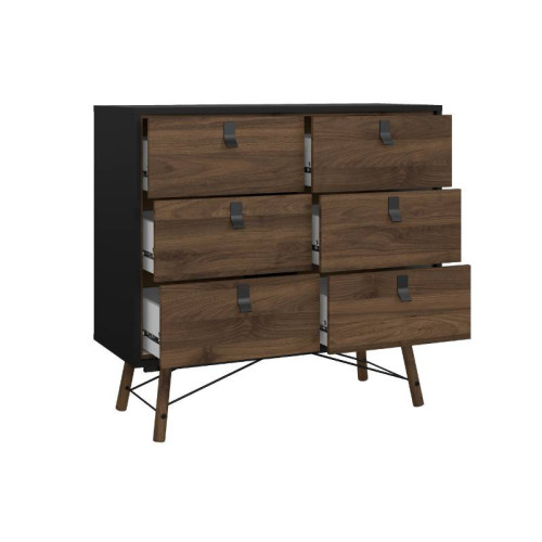 Cajonera Ry 6 cajones negro nogal comprar Kitdescans