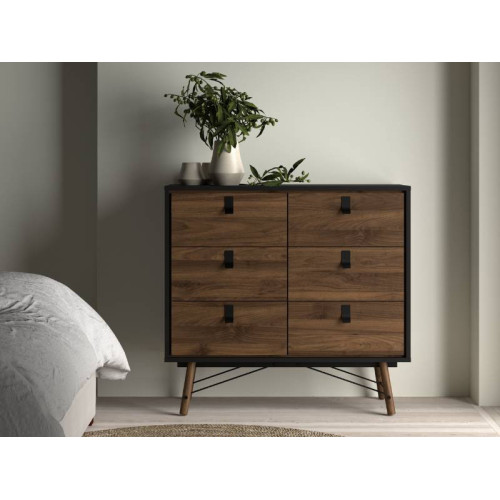 Calaixera Ry 6 calaixos negre noguera | Kitdescans