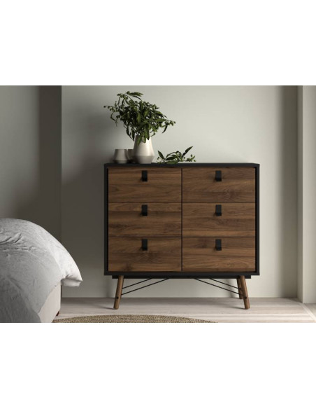 Calaixera Ry 6 calaixos negre noguera | Kitdescans Calaixera Ry 6 calaixos negre noguera | Kitdescans