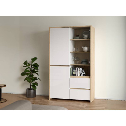 Vitrina Next 2 calaixos / 2 portes roure blanc | Kitdescans