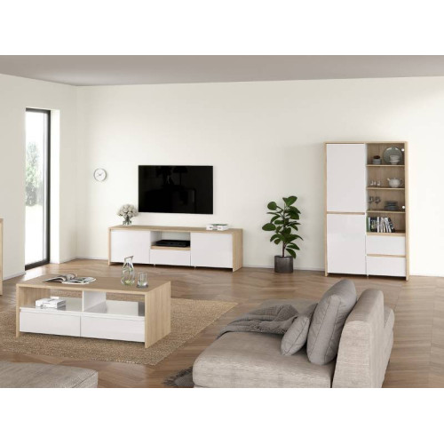 Vitrina Next 2 calaixos / 2 portes roure blanc | Kitdescans