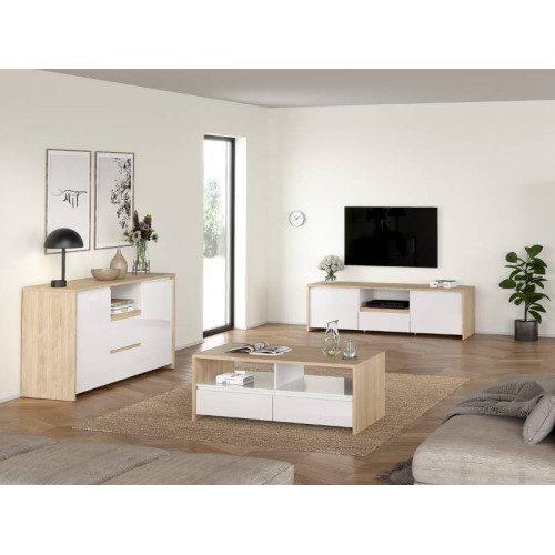 Buffet Next 2 Tiroirs Et 2 Portes Chêne Blanc | Kitdescans