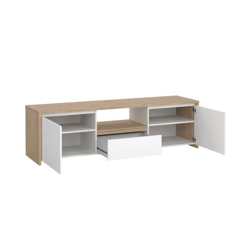 Mueble TV Next 1 cajon y 2 puertas roble blanco comprar Kitdescans