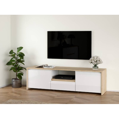 Mueble TV Next 1 Cajón Y 2 Puertas Roble Blanco | Kitdescans