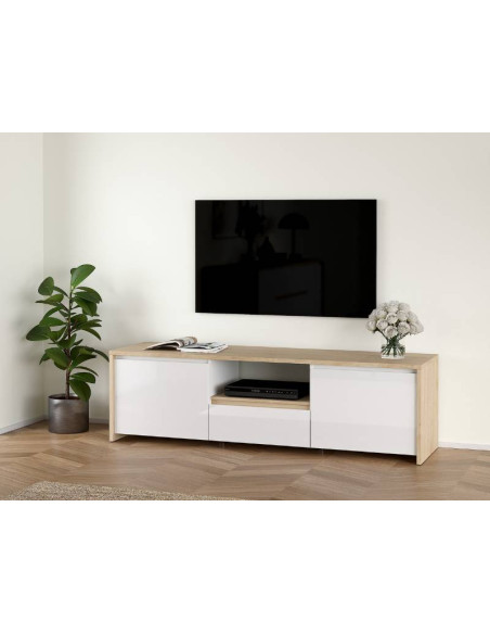 TV Unit Next 1 Drawer And 2 Doors White Oak | Kitdescans TV Unit Next 1 Drawer And 2 Doors White Oak | Kitdescans