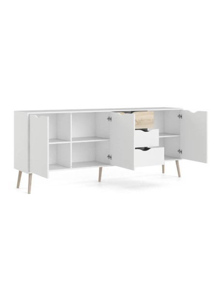 Aparador Oslo 3 cajones y 3 puertas roble blanco comprar Kitdescans  Aparador Oslo 3 cajones y 3 puertas roble blanco comprar Kitdescans