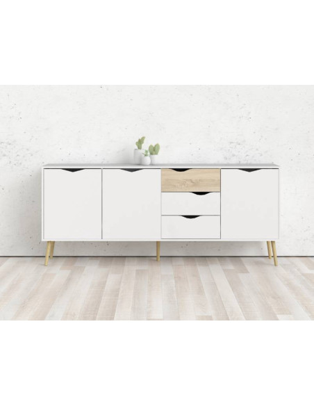Oslo Sideboard 3 Drawers And 3 Doors White Oak | Kitdescans